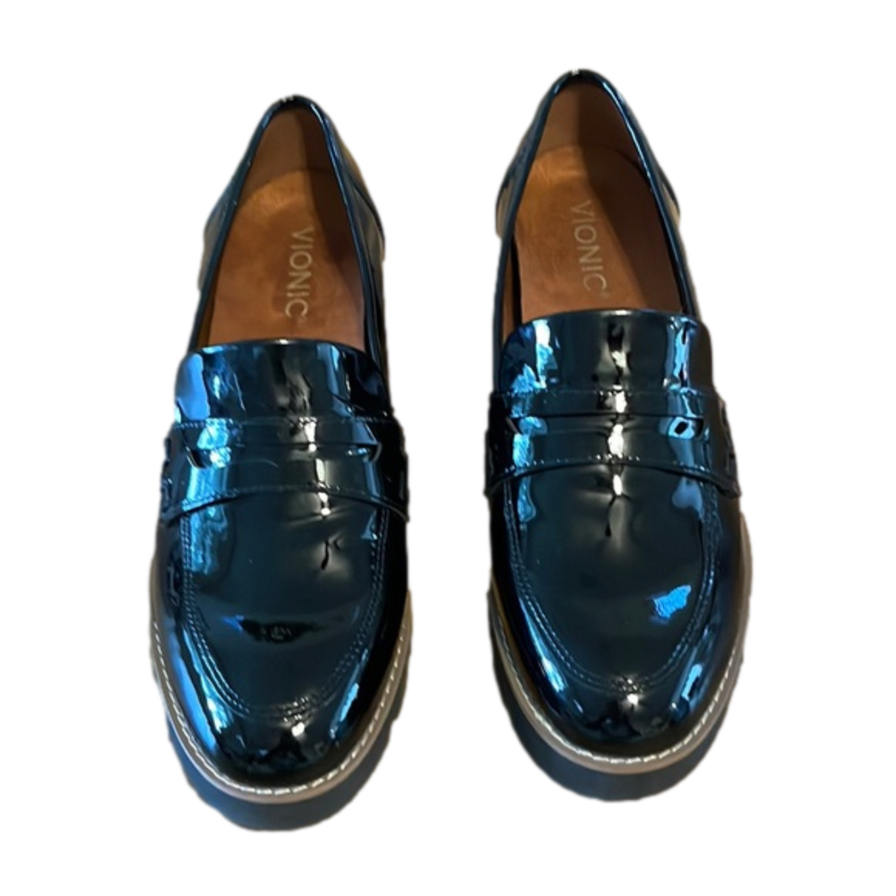 Vionic Cheryl black patent leather loafers